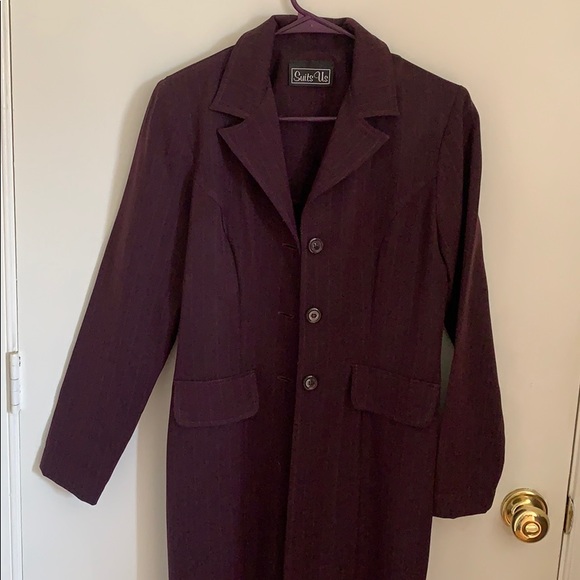 Women’s full length coat, color Burgundy/Purple - Picture 2 of 4